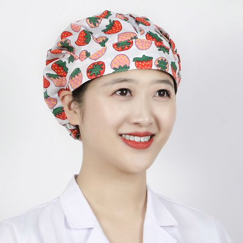 纯棉印花护士医护手术室家用油烟厨师帽子大头头部防护用品